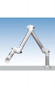 Absaugarm als Tischmontage mit Tischhalter befestigt