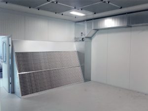 Trockenspritzwand als Trockenabsaugung